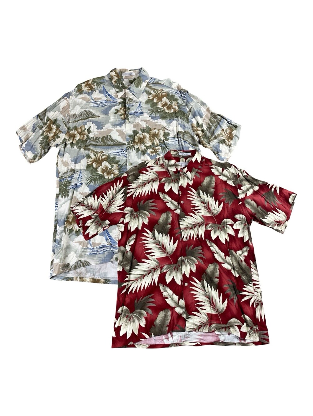 ( Lot of 2 ) VTG Perry Ellis Hawaiin Shirts Short Sleeve Button Floral Men's M